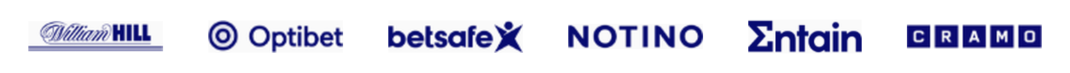 Client logos: William Hill, Optibet, Betsafe, Notino, Entain and Cramo